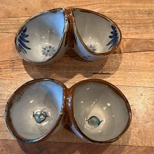VINTAGE RARE KEN EDWARDS EL PALOMA BIRDS  FOLK ART MEXICO CONDIMENT BOWL SET